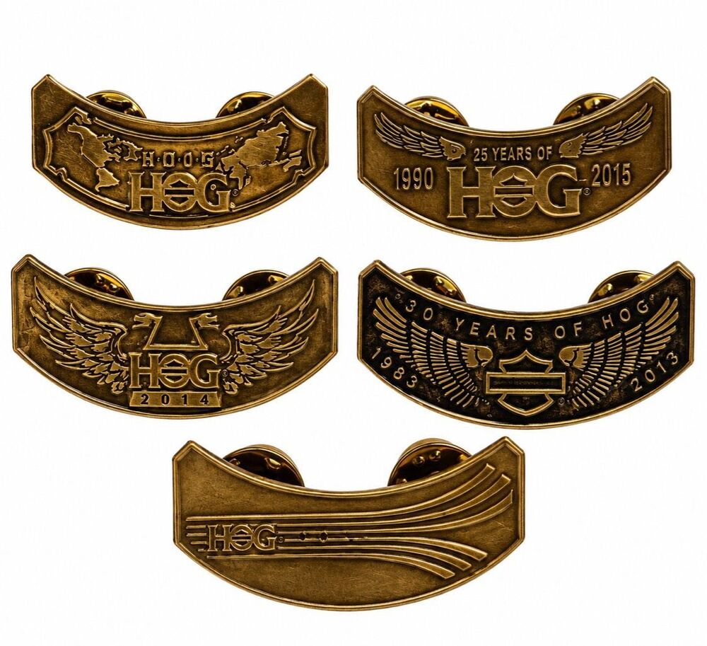 Harley-Davidson HOG Harley Owners Group Rocker Pin Lot of 5 Anniversary